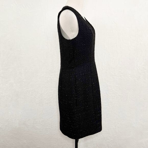 WHBM Metallic Tweed Dress Black Boucle Sheath Academia Career Preppy Size 10 - Picture 6 of 10